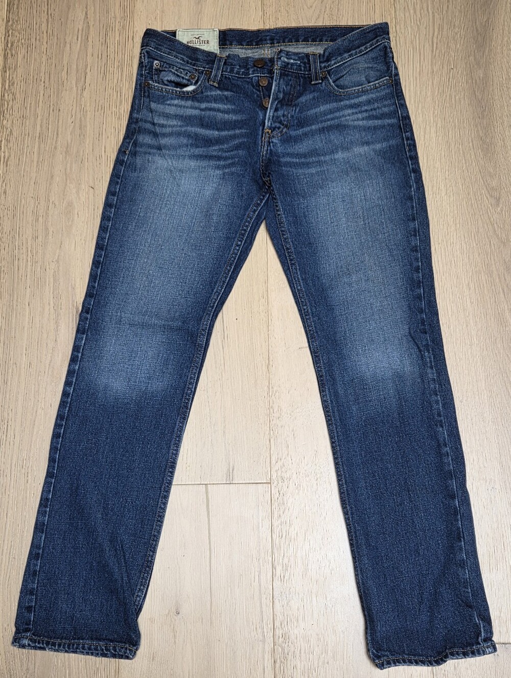 Hollister Men's Medium Wash Slim Straight Button Fly Jeans W30 x L32